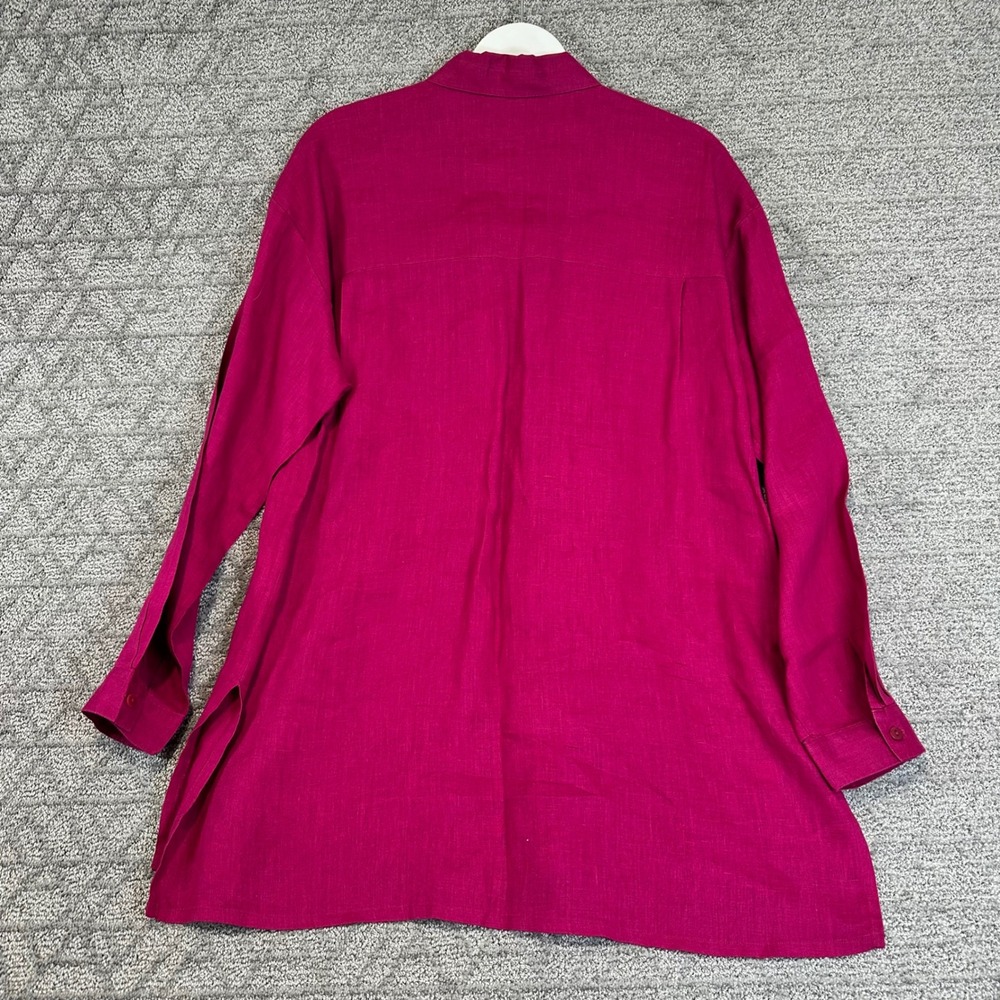 EILEEN FISHER Petite Magenta Pink 100% Irish Linen Button Front Shirt - Picture 6 of 6